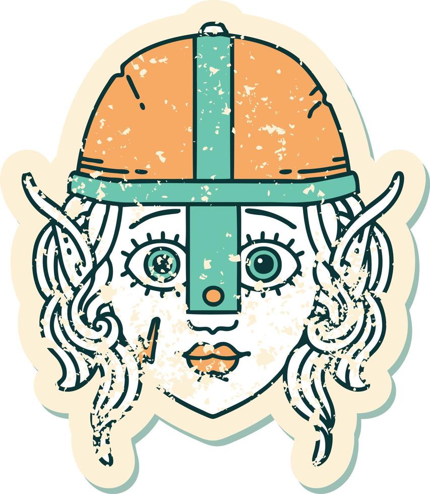 cara de personaje de luchador elfo estilo tatuaje retro vector