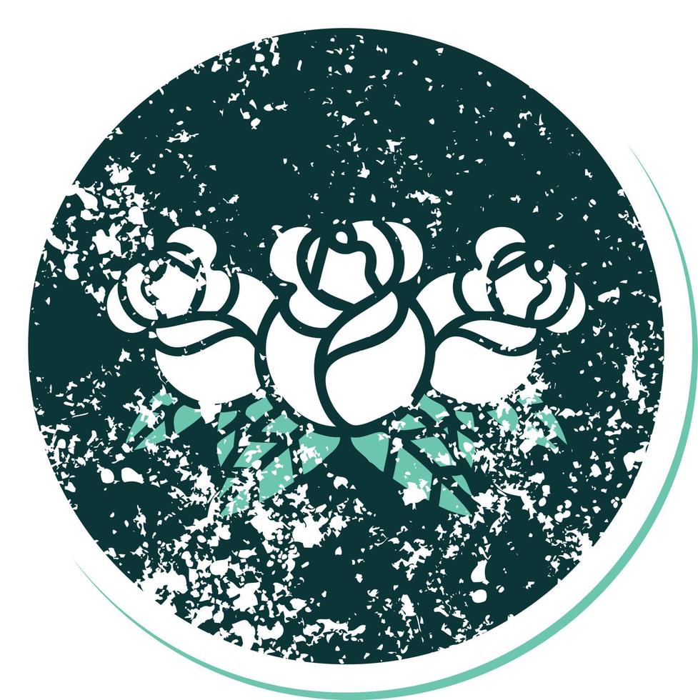 iconic distressed sticker tattoo style image of a bouquet of flowers vector