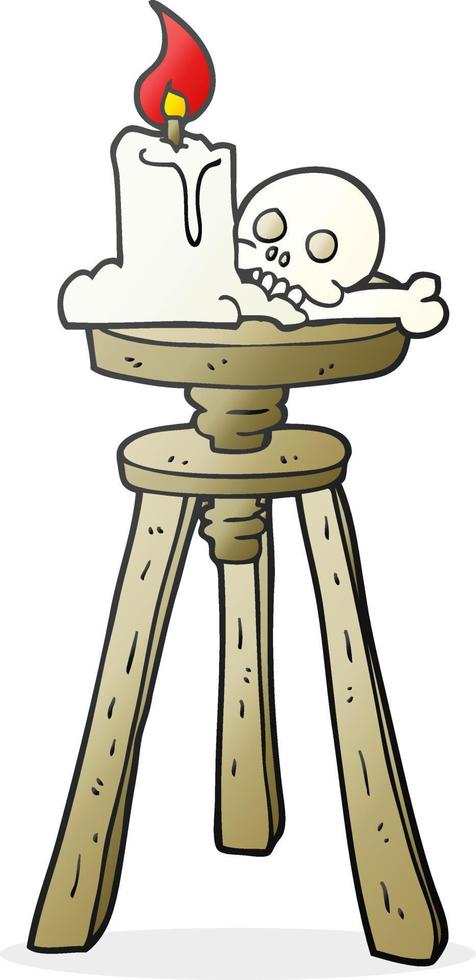 freehand drawn cartoon spooky skull and candle vector