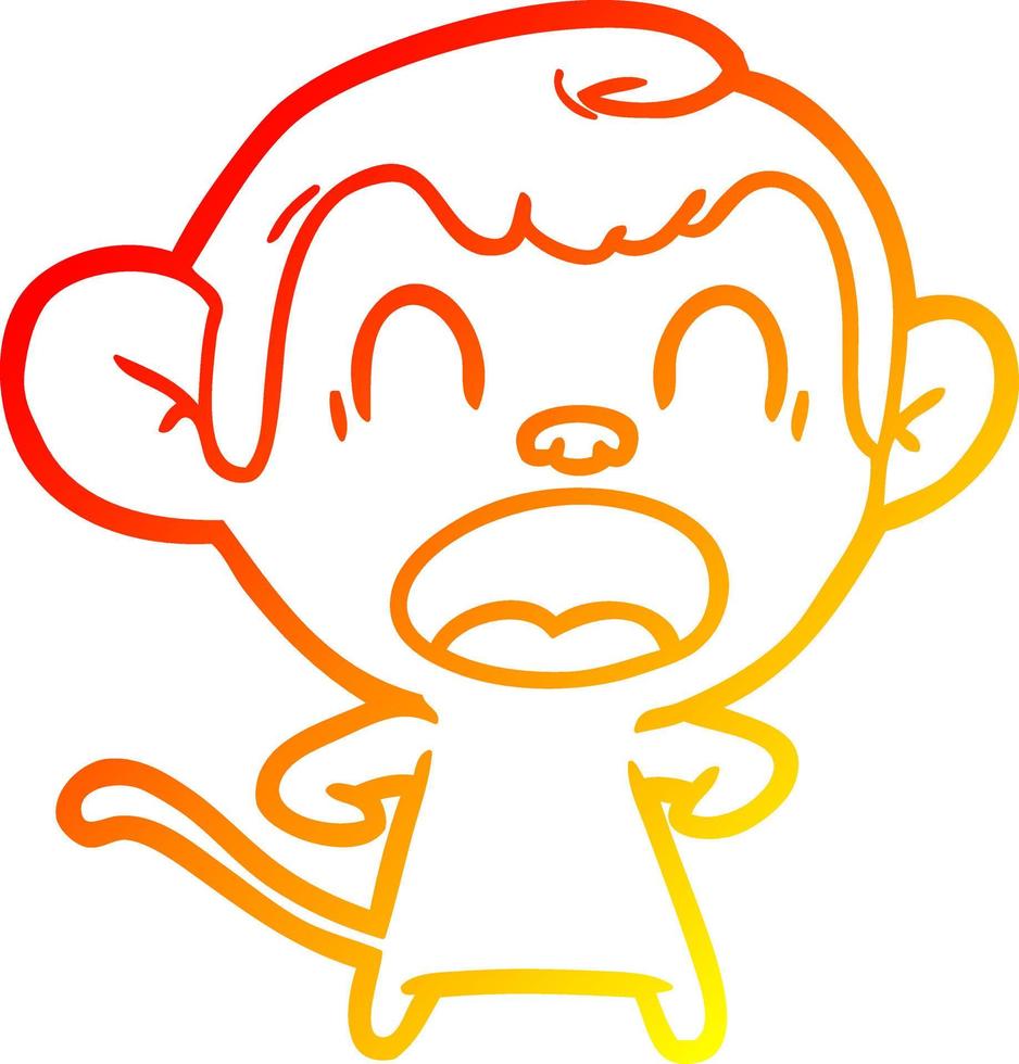 warm gradient line drawing shouting cartoon monkey vector