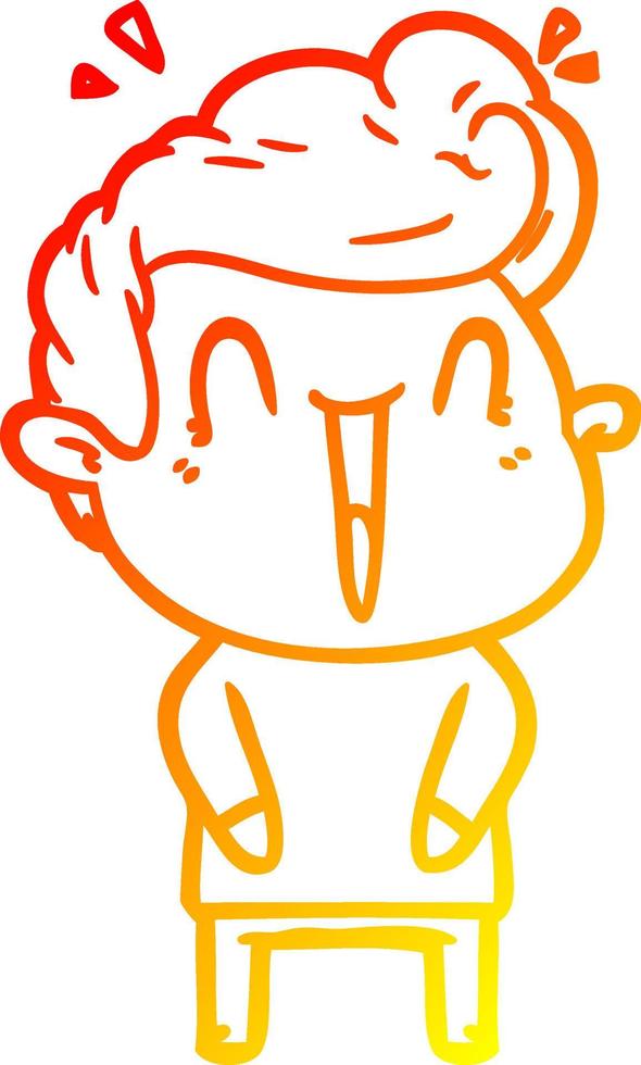 warm gradient line drawing cartoon excited man vector