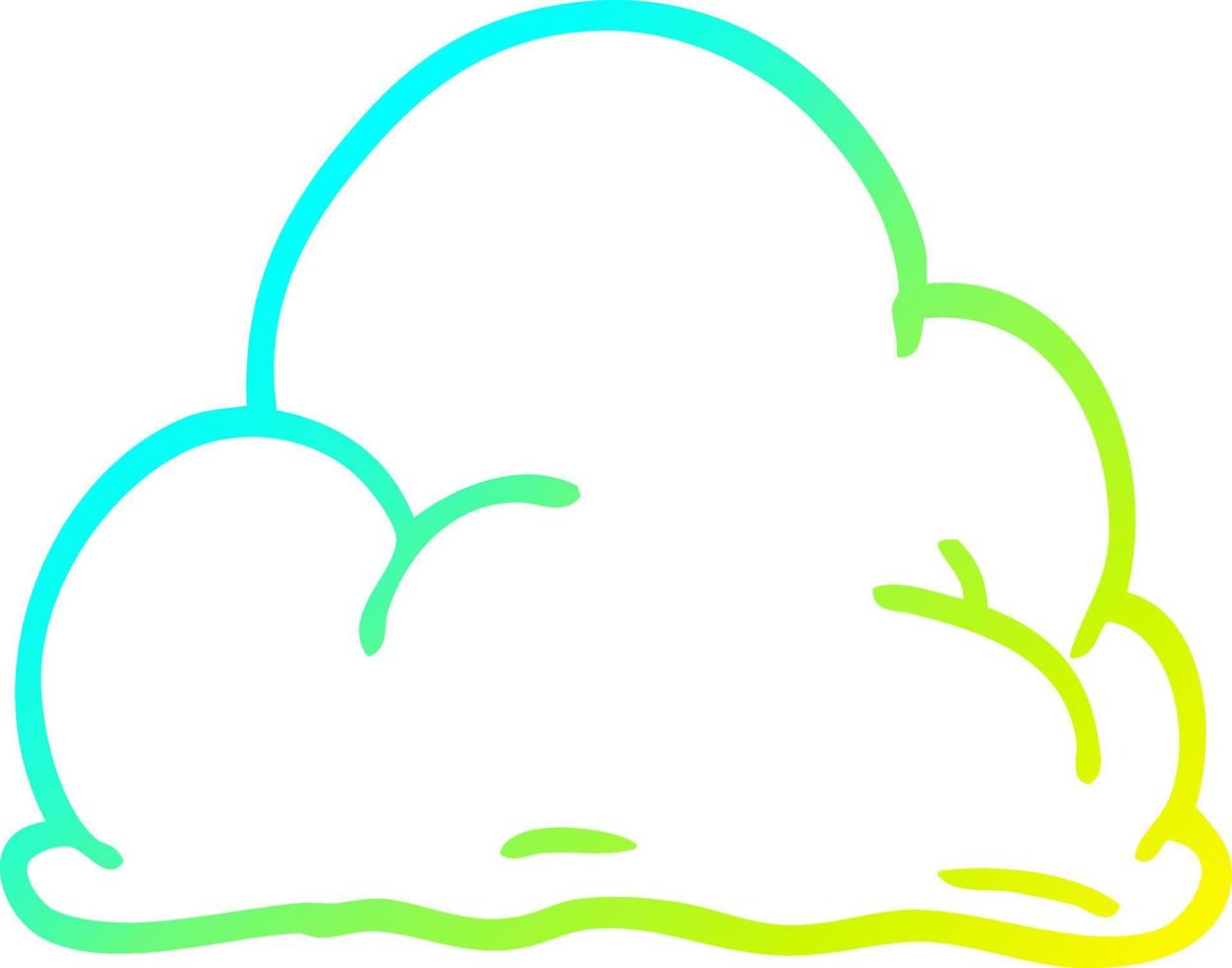cold gradient line drawing cartoon storm cloud vector