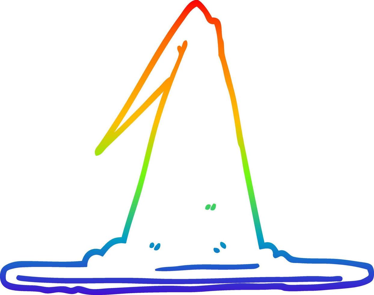 rainbow gradient line drawing cartoon witch hat vector