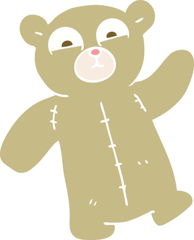 ilustración de color plano de oso de peluche vector