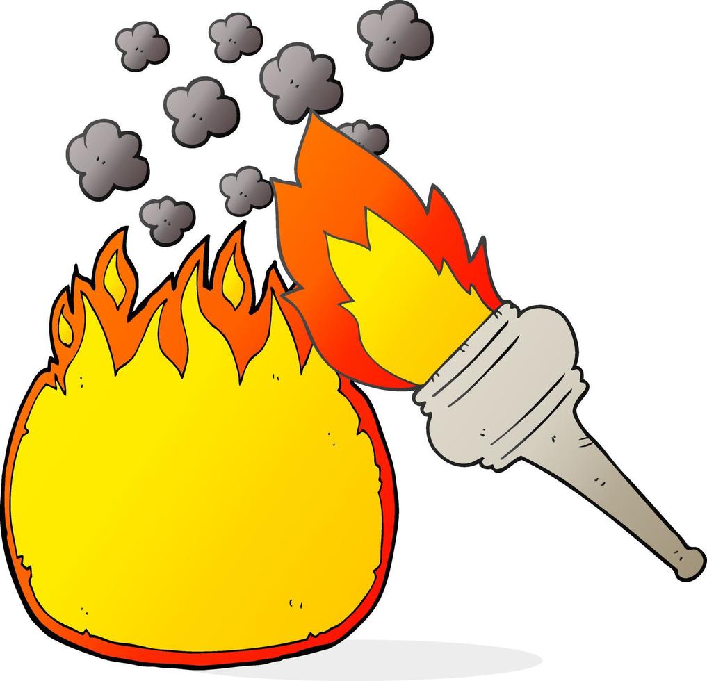 freehand drawn cartoon flaming torch vector