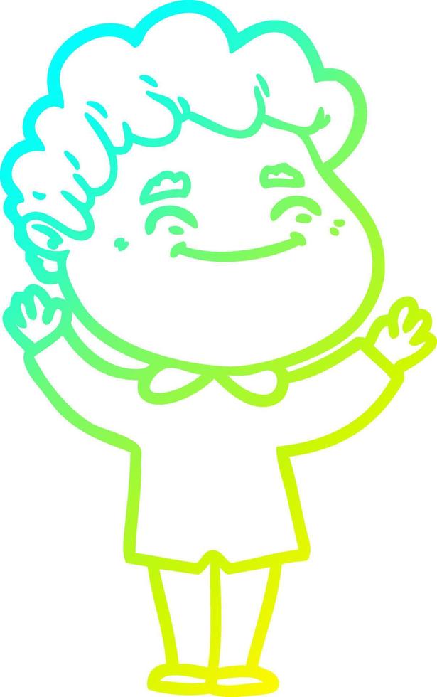 cold gradient line drawing cartoon friendly man vector
