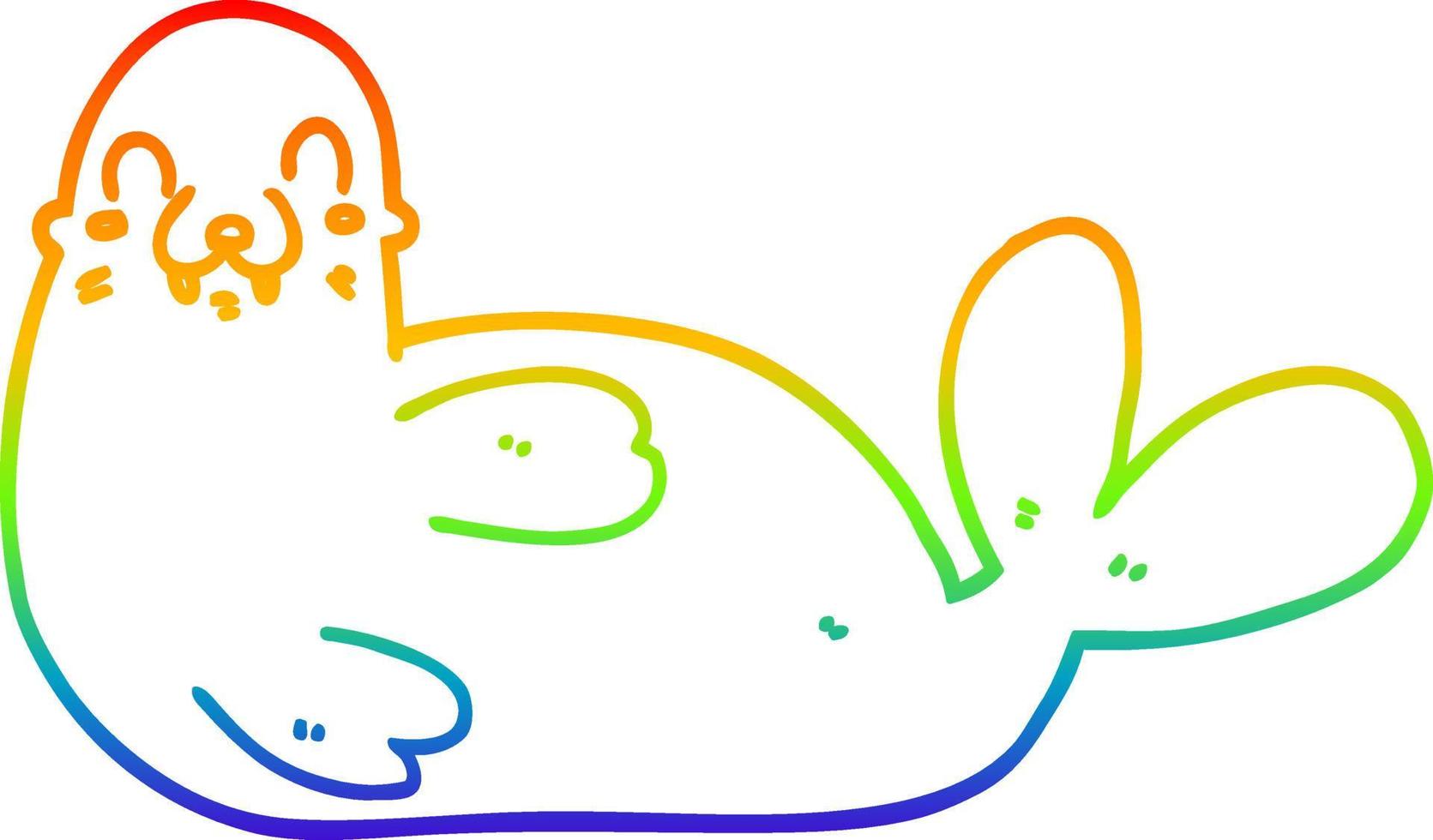 sello de dibujos animados de dibujo de línea de gradiente de arco iris vector