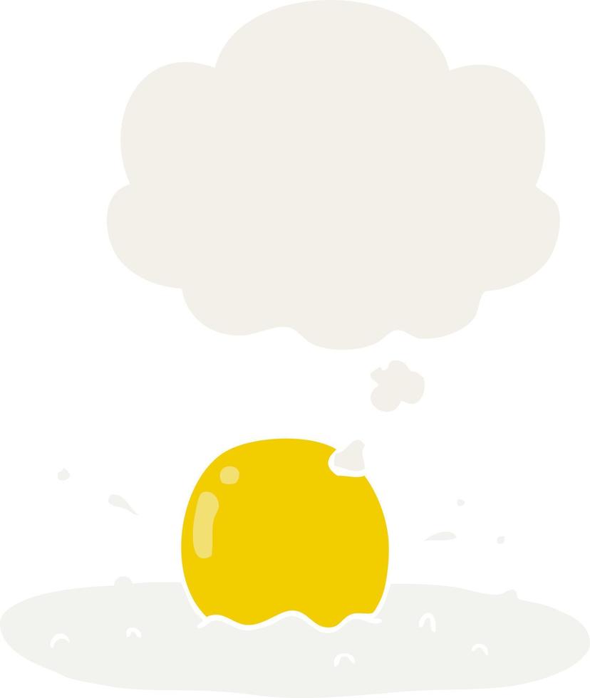 cartoon fried egg and thought bubble in retro style vector