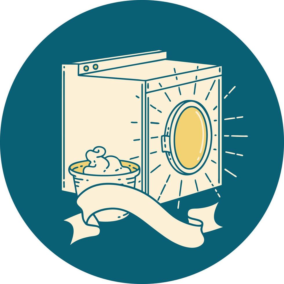 icon of a tattoo style washing machine vector