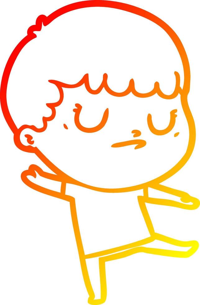 warm gradient line drawing cartoon grumpy boy vector