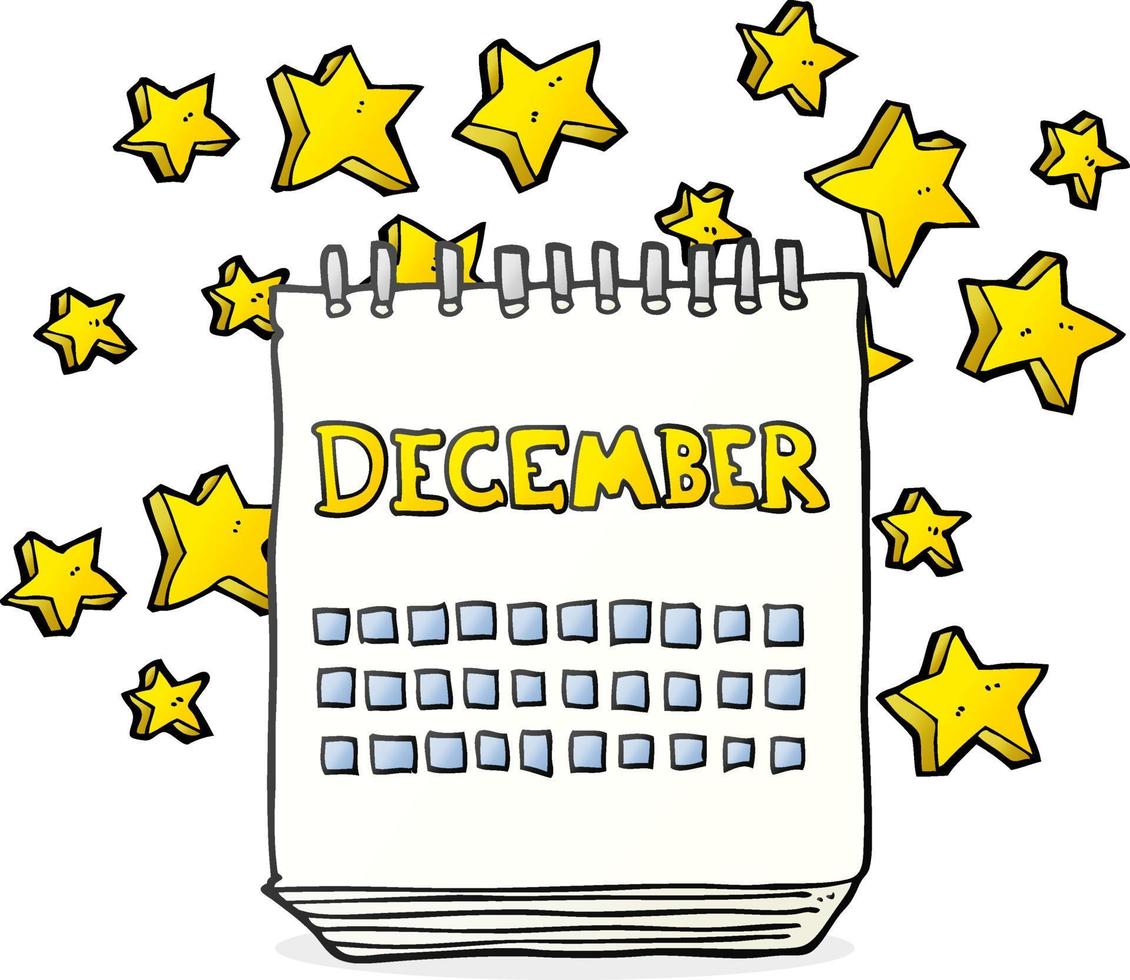 freehand drawn cartoon calendar showing month of December 12018015