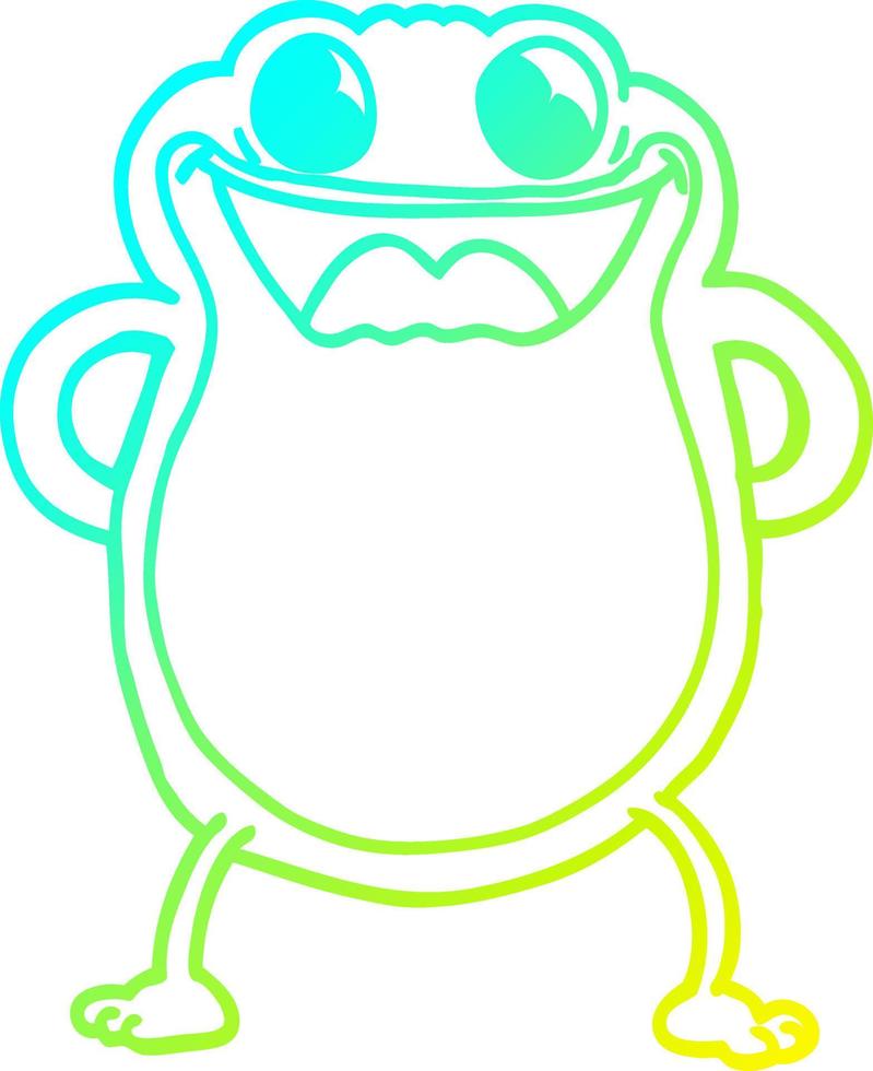 cold gradient line drawing cartoon frog vector