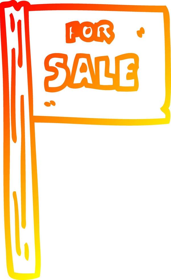 warm gradient line drawing cartoon sale sign vector
