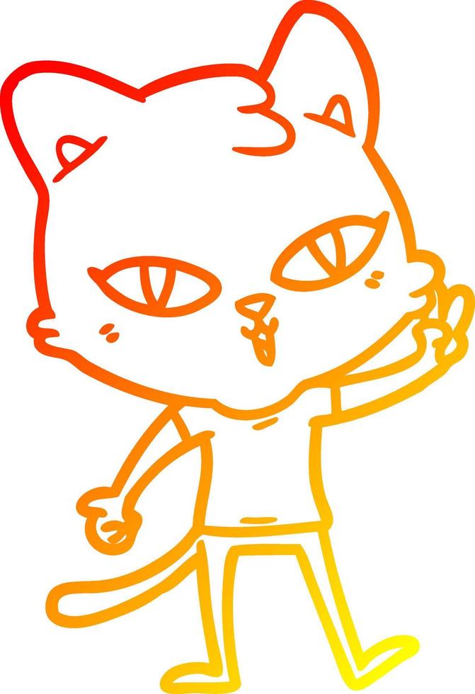 warm gradient line drawing cartoon cat vector