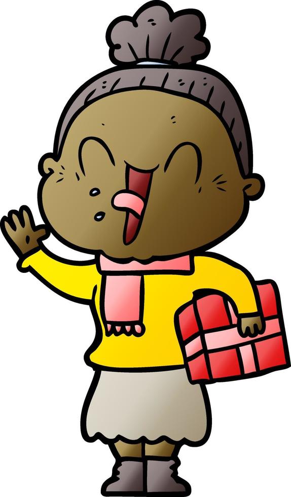 cartoon happy old woman vector
