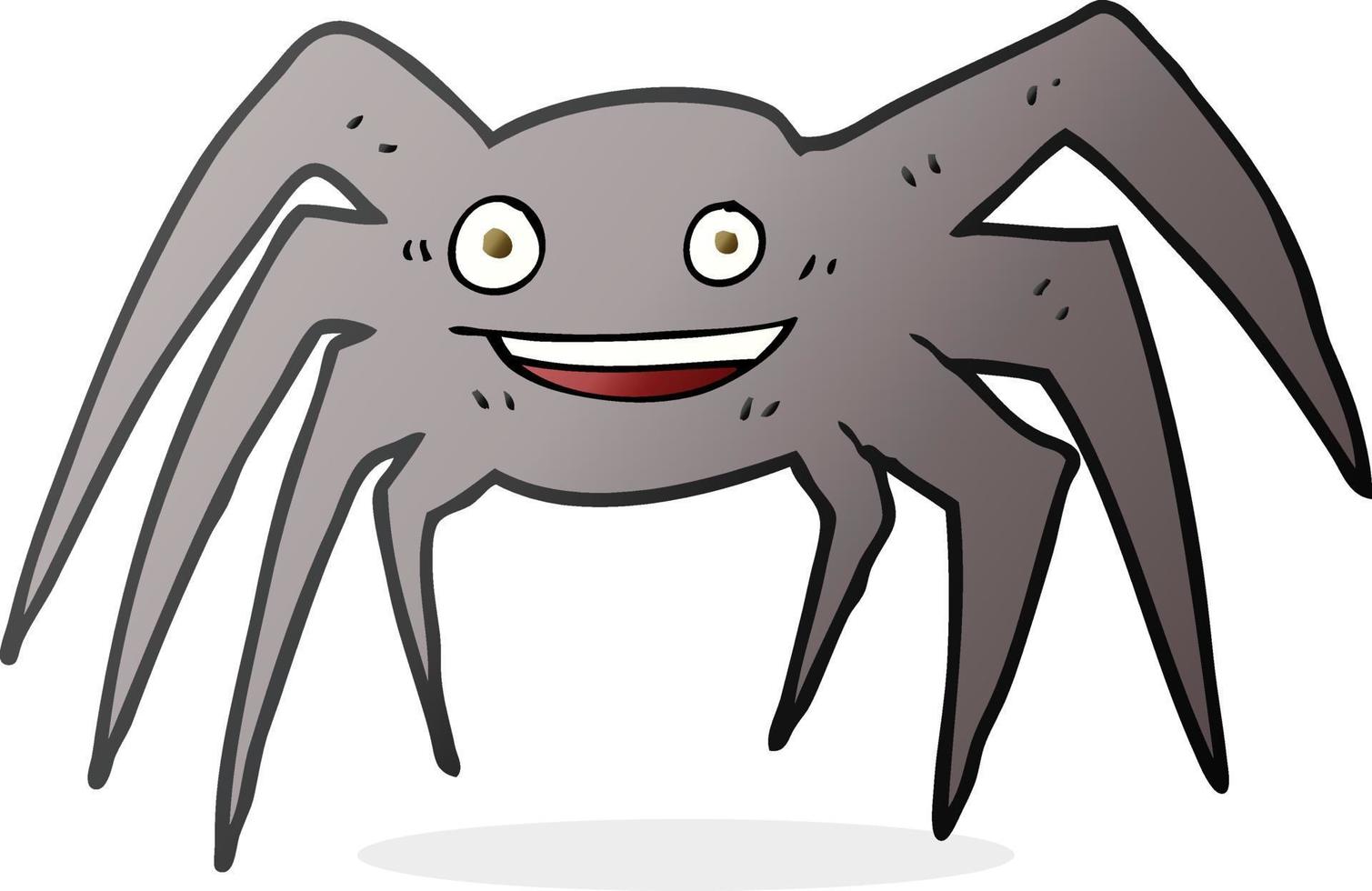 freehand drawn cartoon happy spider vector