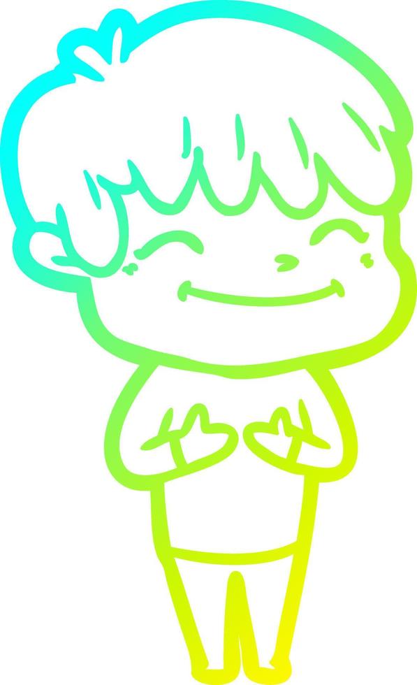 cold gradient line drawing cartoon happy boy vector