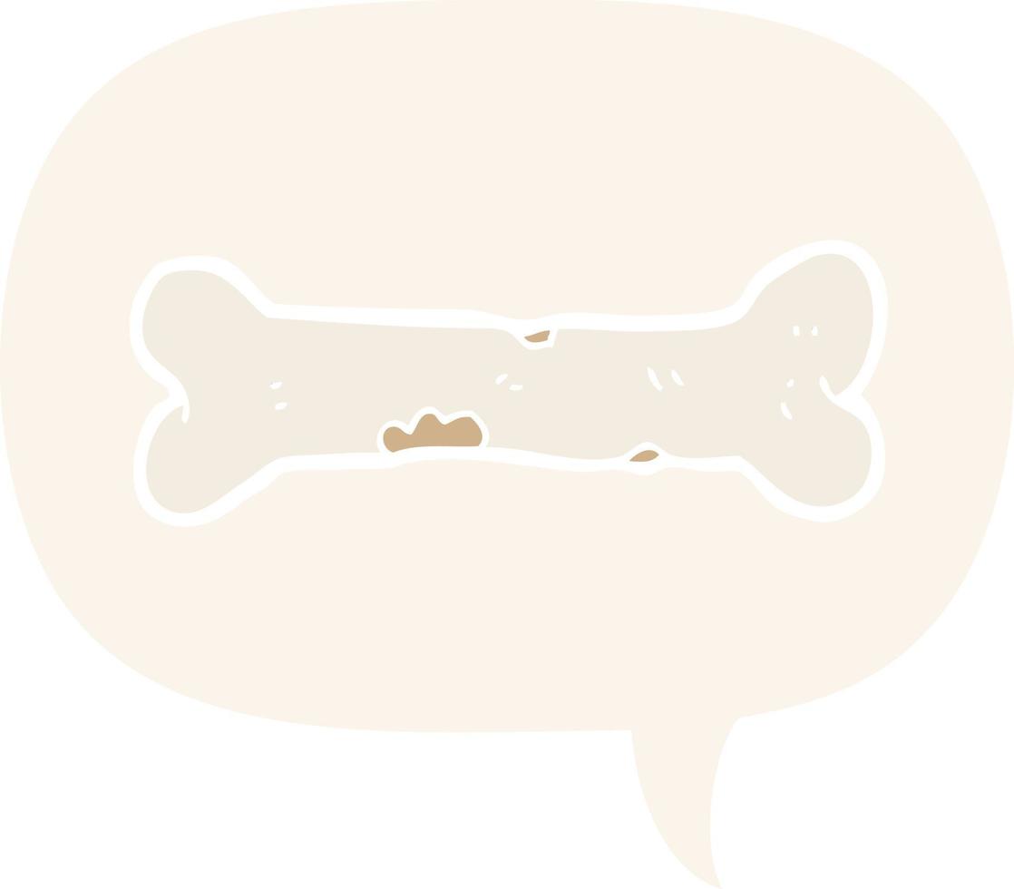 cartoon bone and speech bubble in retro style vector