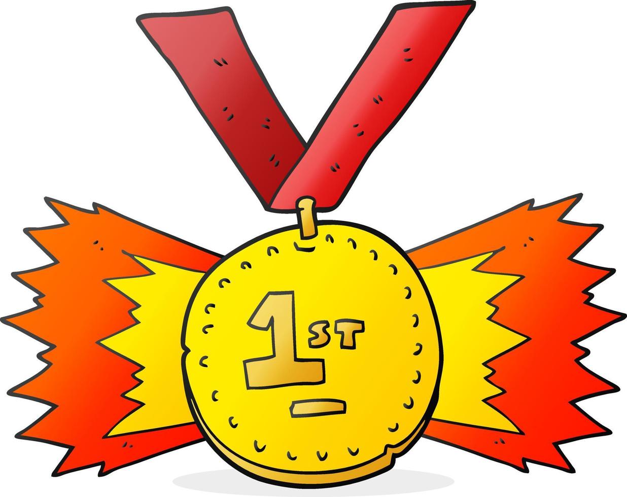 freehand drawn cartoon first place medal vector