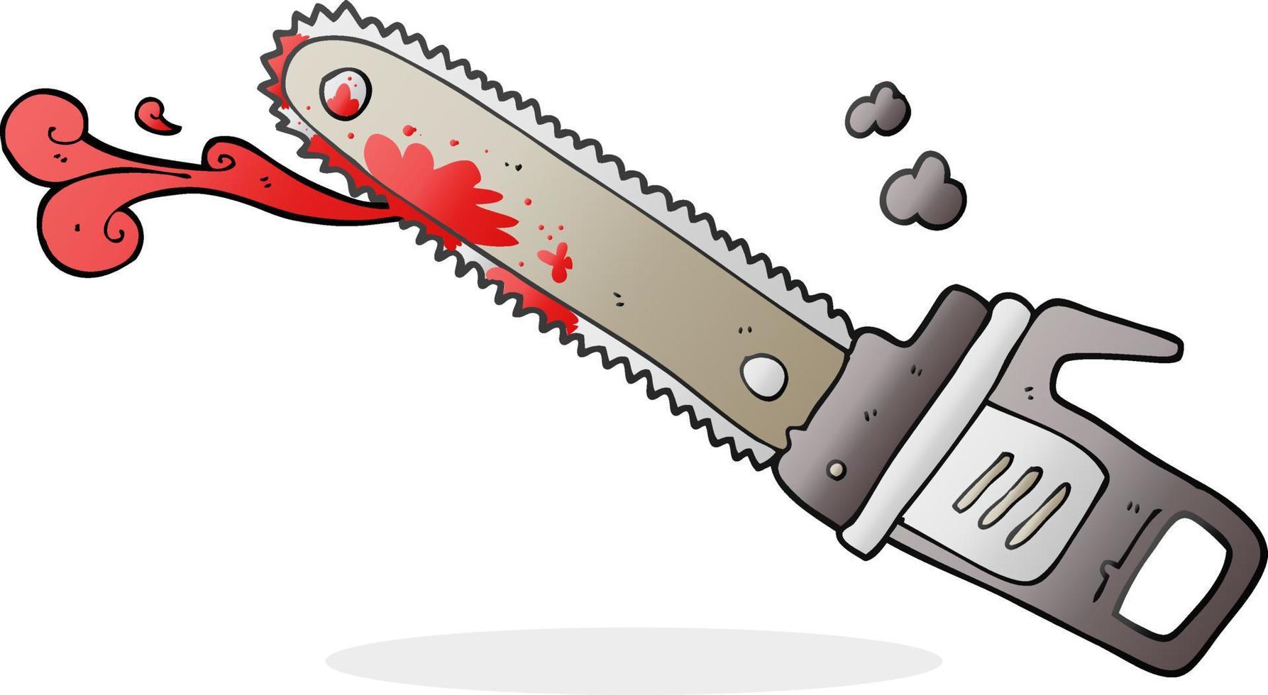 freehand drawn cartoon bloody chainsaw vector