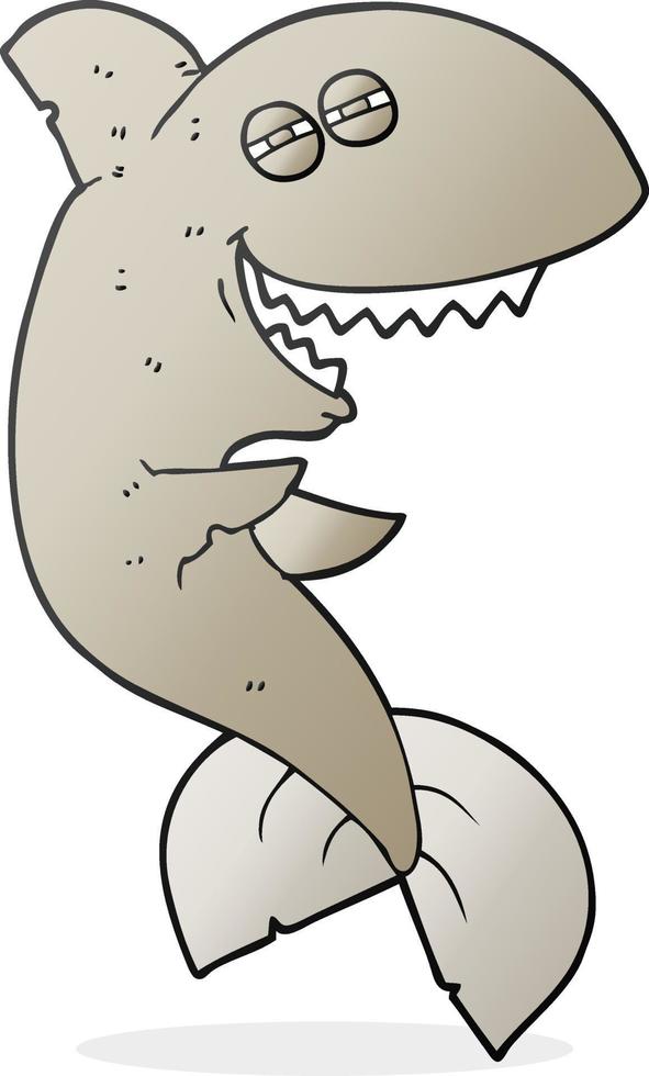 freehand drawn cartoon laughing shark vector