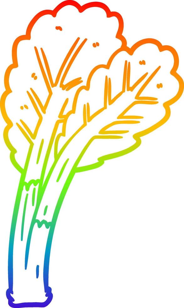 dibujo de línea de gradiente de arco iris ruibarbo de dibujos animados vector