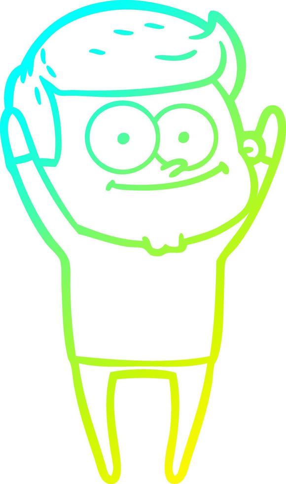 cold gradient line drawing cartoon happy man vector