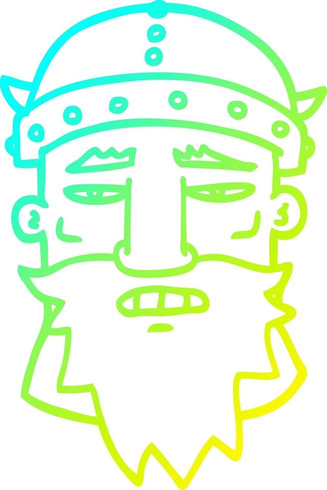 cold gradient line drawing cartoon angry warrior vector