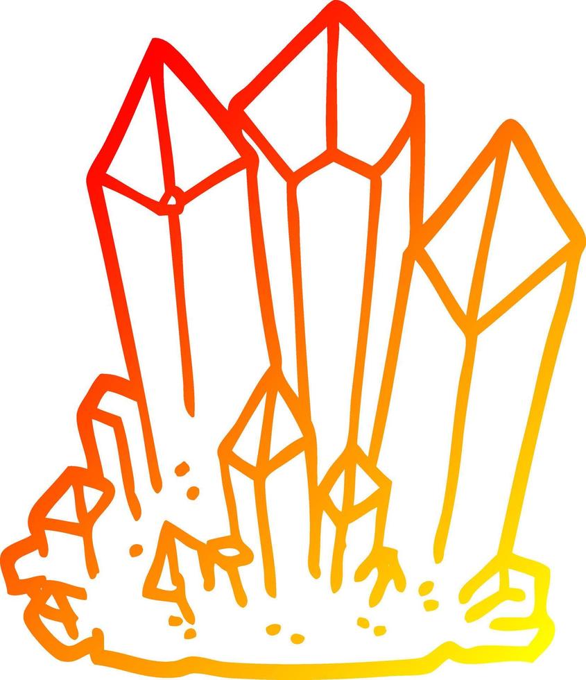 warm gradient line drawing cartoon natural crystals vector