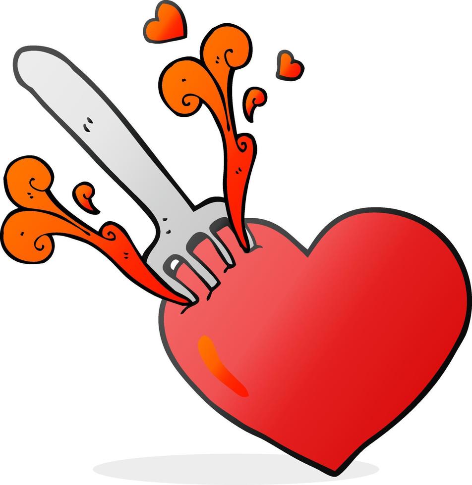 freehand drawn cartoon fork in heart vector