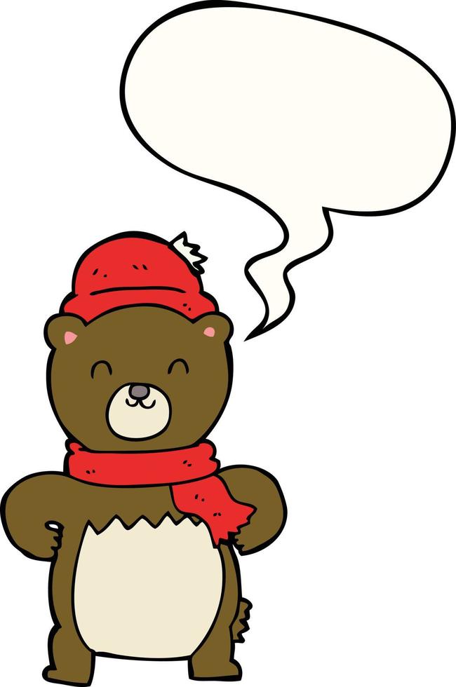 cute cartoon bear and speech bubble vector