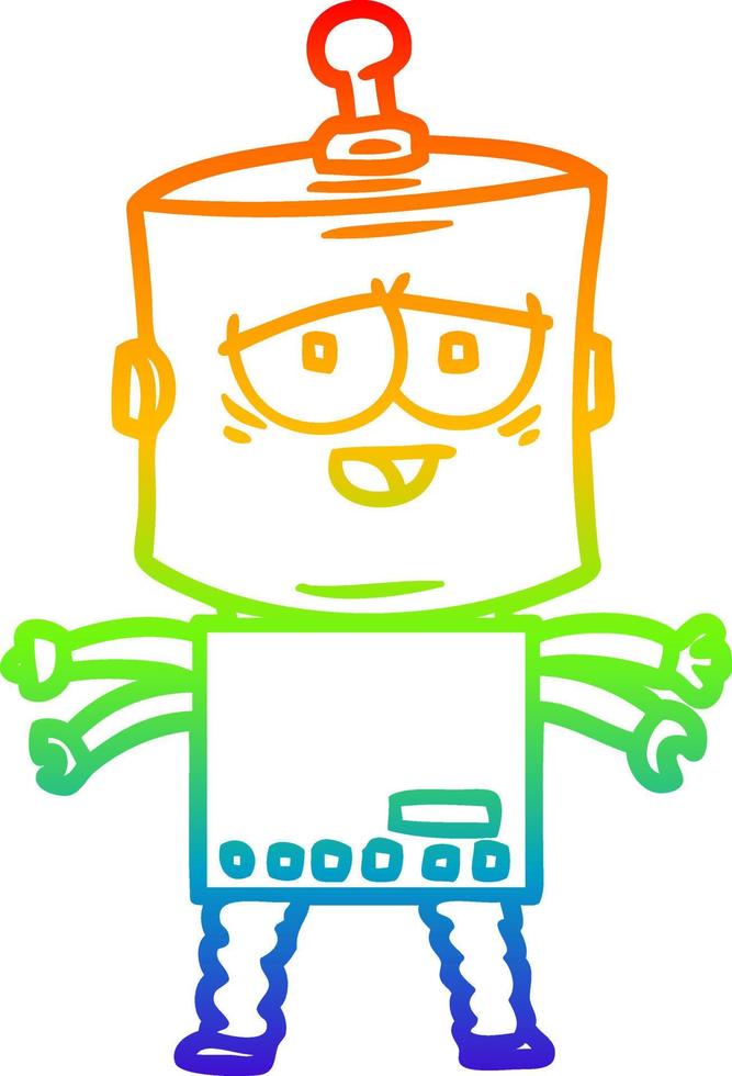 rainbow gradient line drawing cartoon robot vector