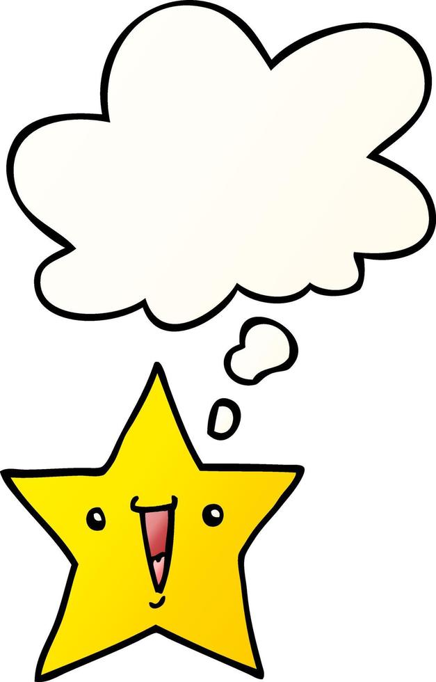 cartoon star and thought bubble in smooth gradient style vector