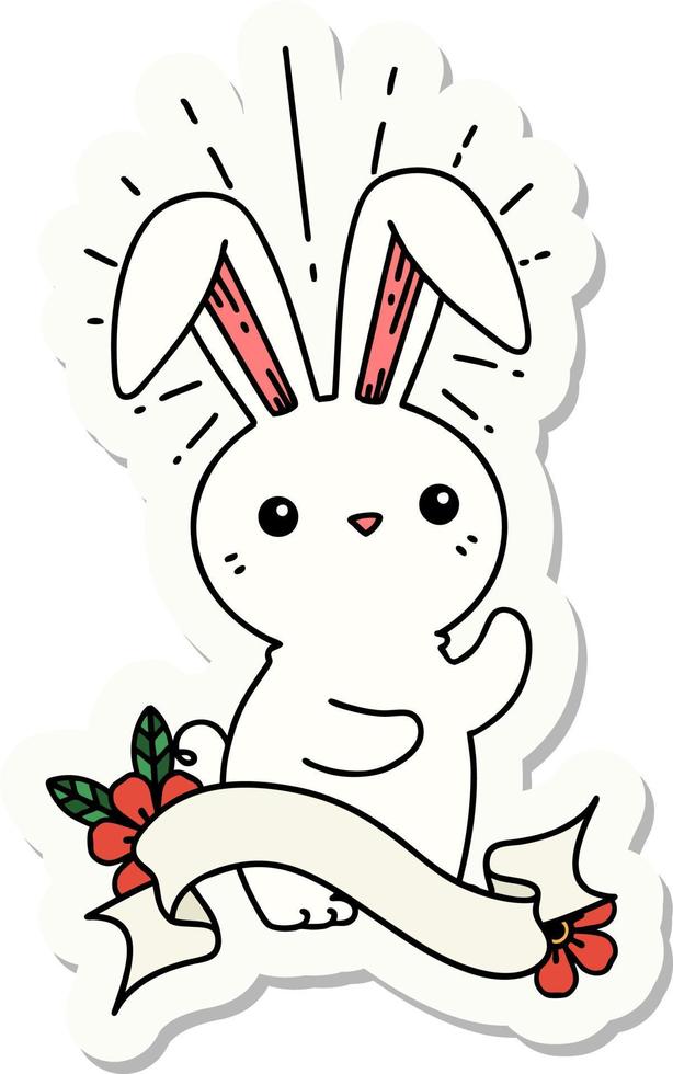 sticker of a tattoo style cute bunny vector