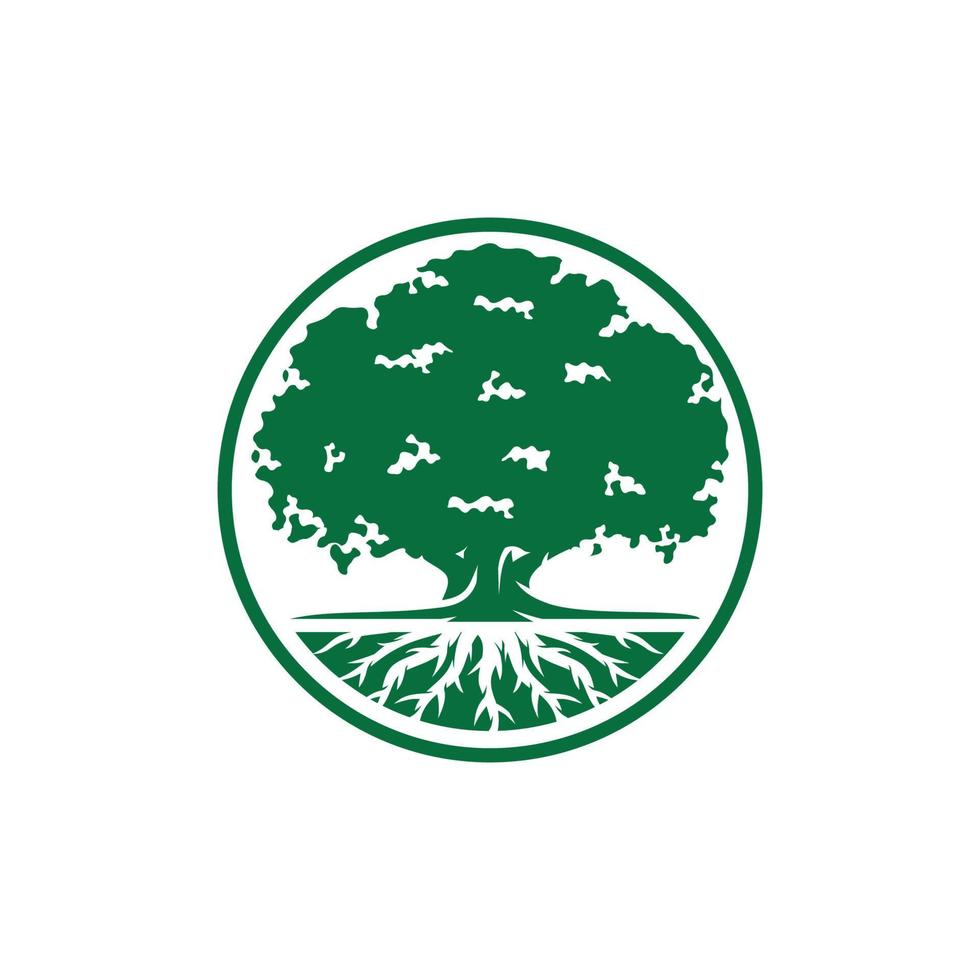 vector de diseño de logotipo de árbol de roble