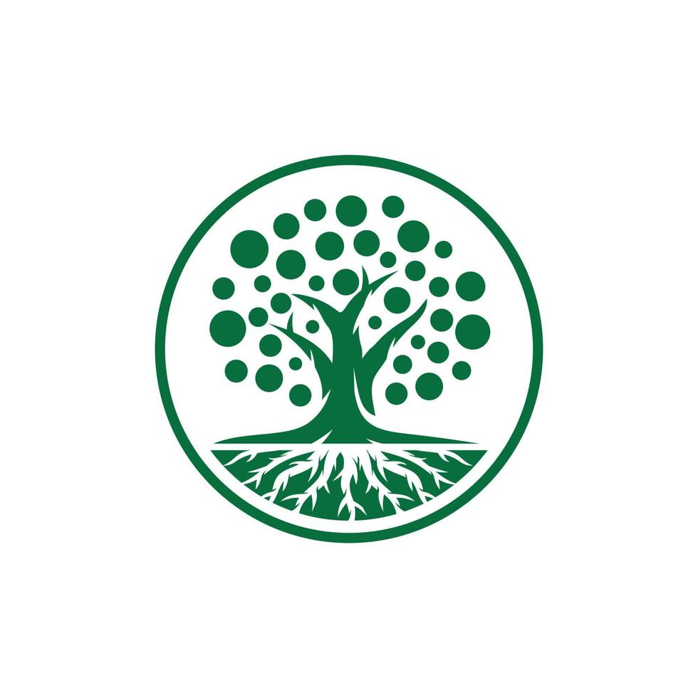 vector de diseño de logotipo de árbol de roble