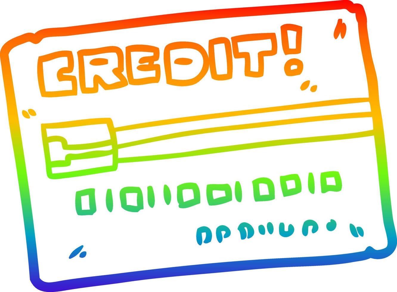 rainbow gradient line drawing cartoon credit card vector