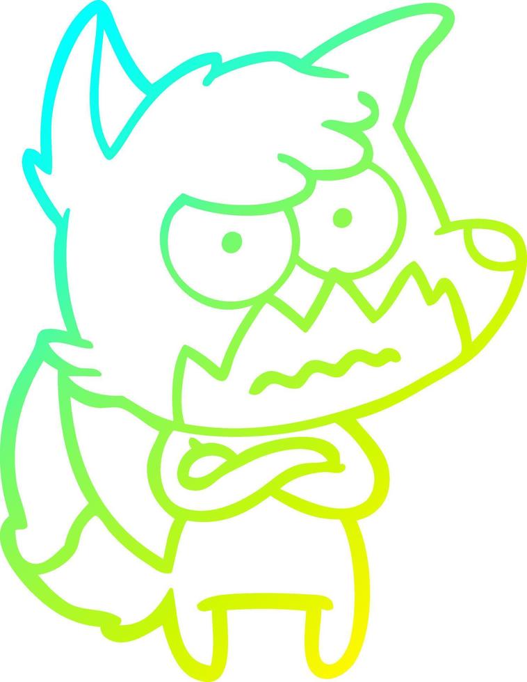 cold gradient line drawing cartoon annoyed fox vector