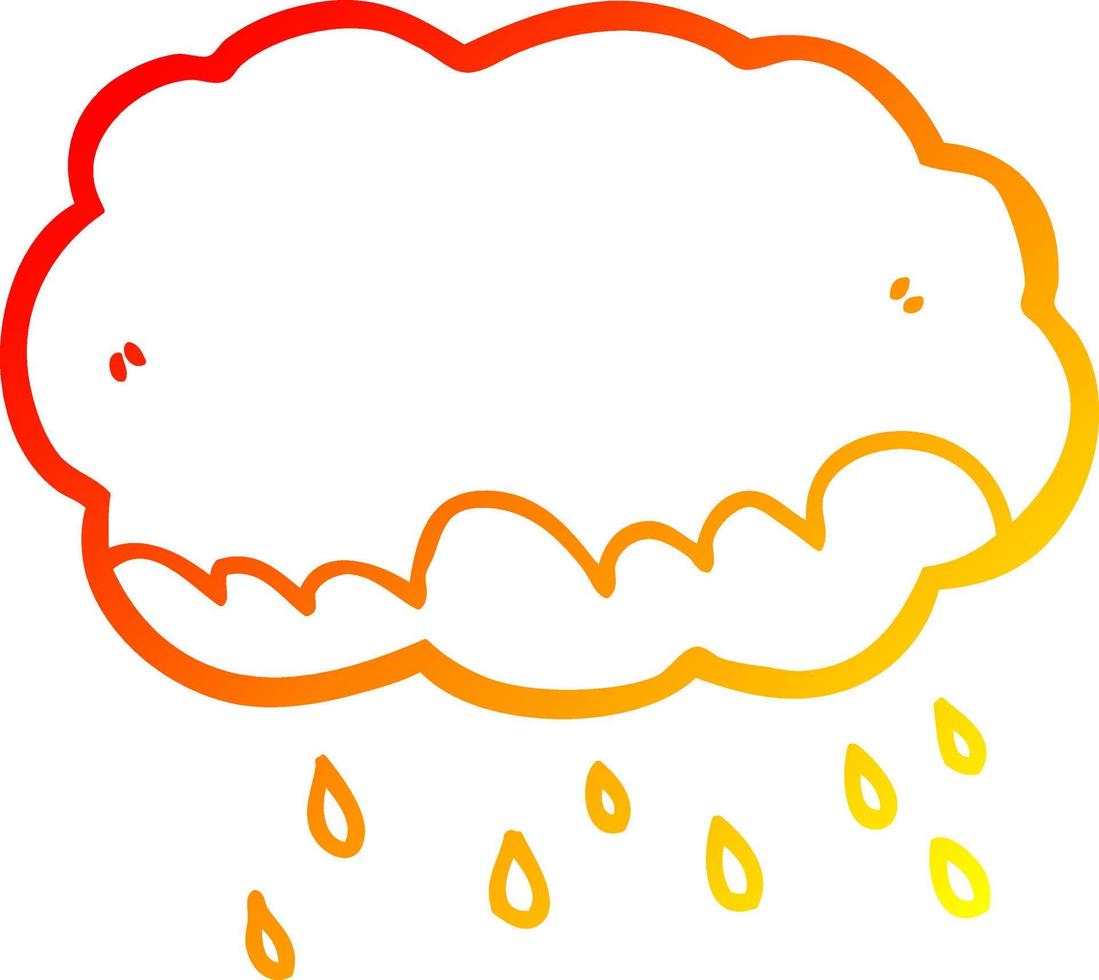 warm gradient line drawing cartoon rain cloud vector