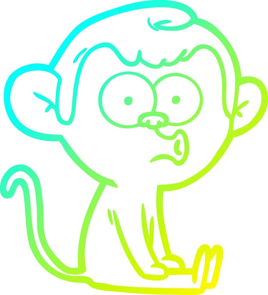 cold gradient line drawing cartoon hooting monkey vector
