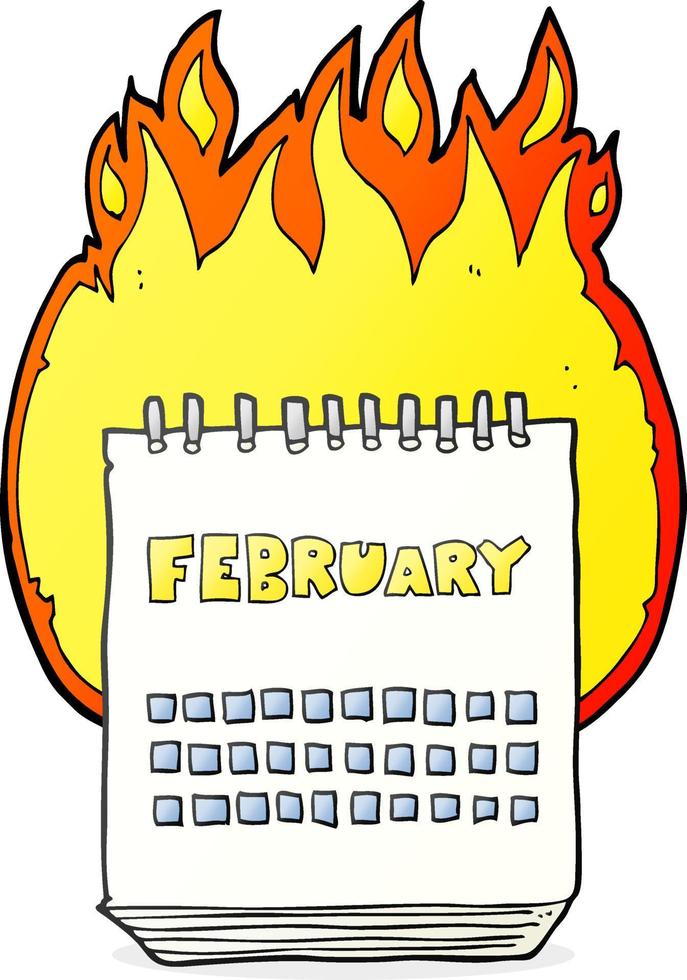 freehand drawn cartoon calendar showing month of february vector