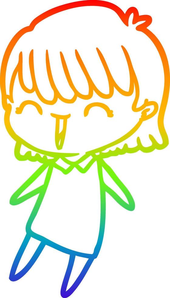 rainbow gradient line drawing cartoon woman vector