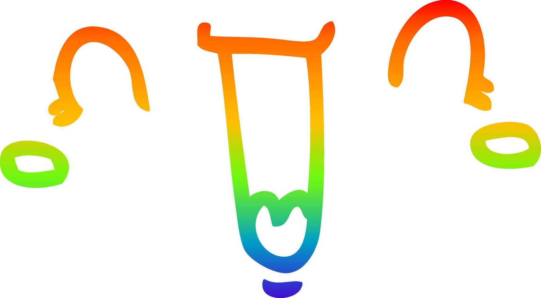 dibujo de línea de gradiente de arco iris cara de dibujos animados feliz vector