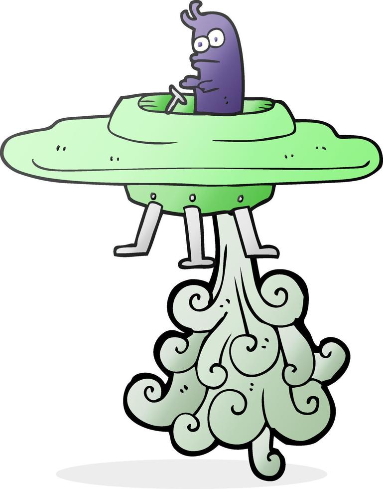 freehand drawn cartoon flying saucer vector