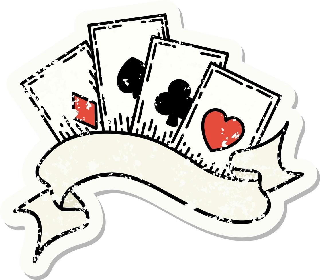 distressed sticker tattoo in traditional style of cards and banner vector