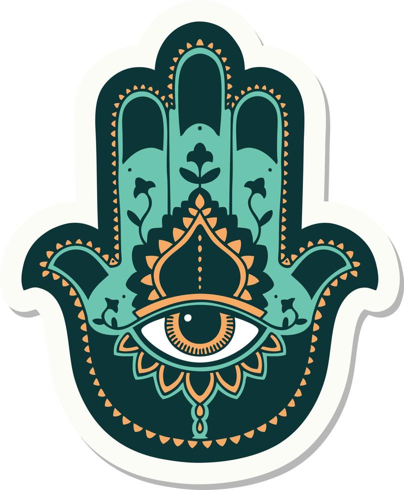 sticker of tattoo in traditional style of a hamza vector
