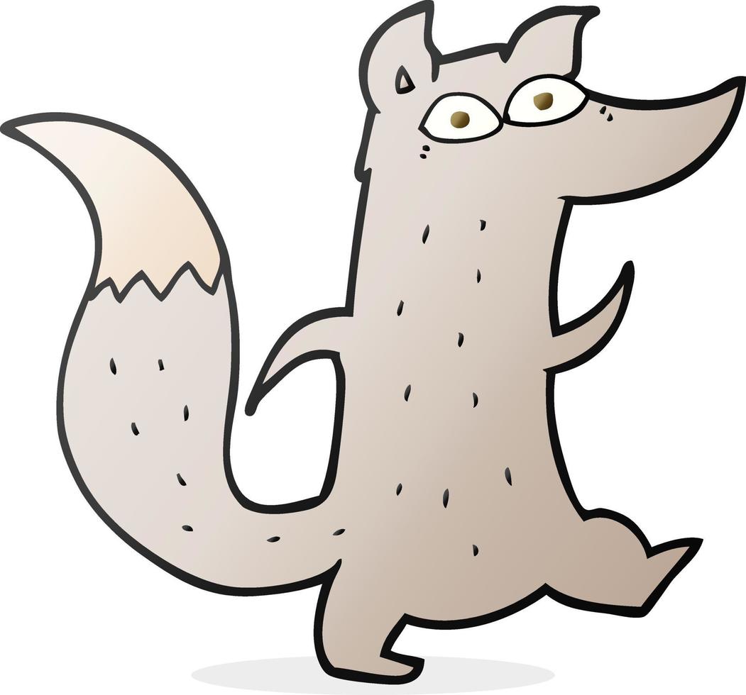 freehand drawn cartoon cute wolf vector