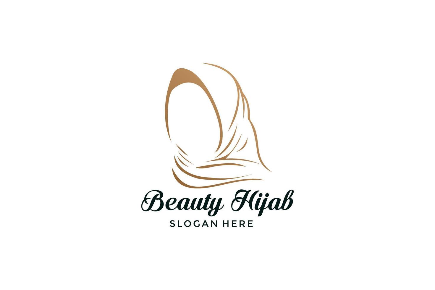 linear style beautiful hijab design logo vector