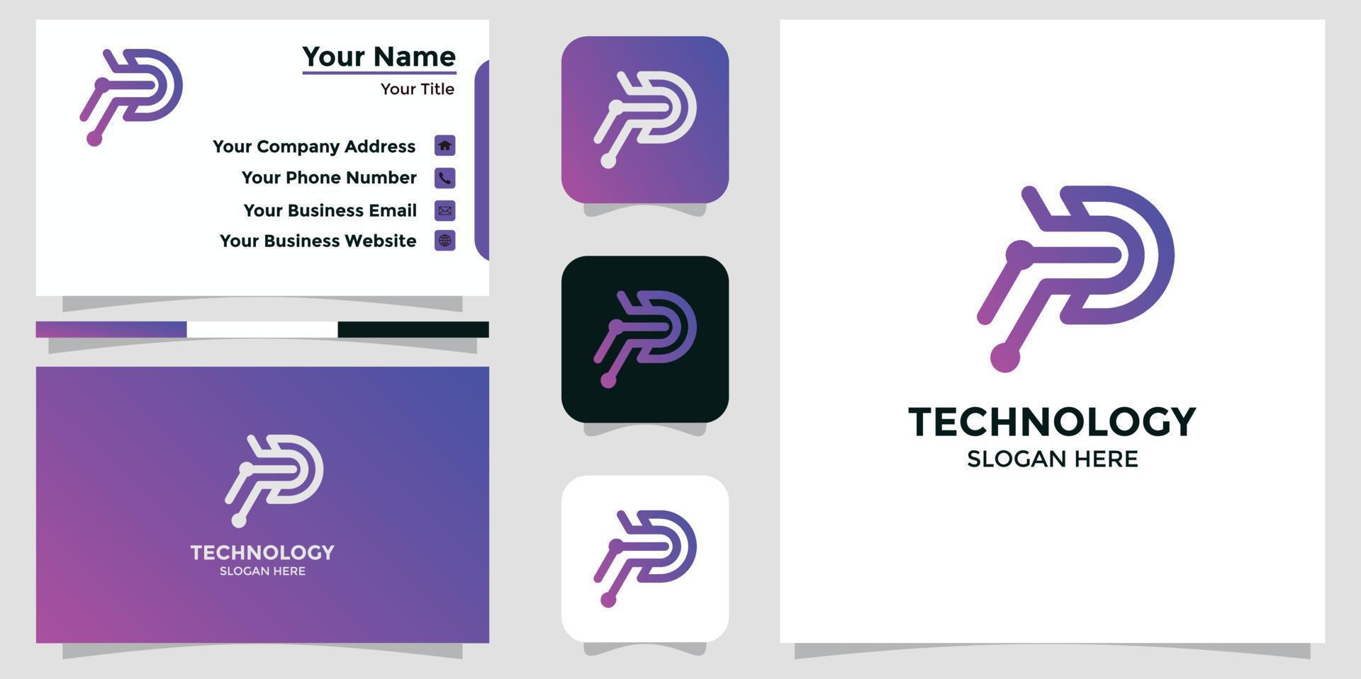 technology letter P design logo vector