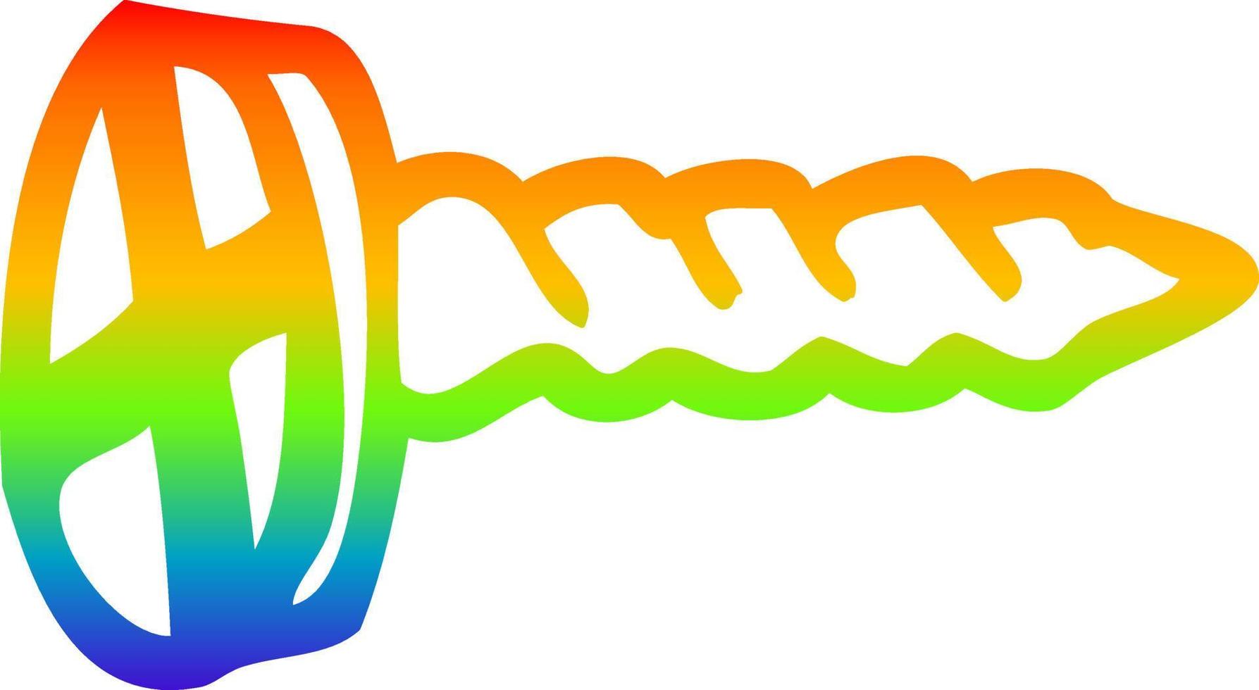 rainbow gradient line drawing cartoon screw vector